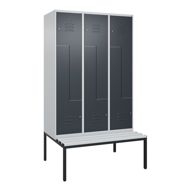 C+P Z-Spind Classic PLUS, Bank, 6 Fächer, 2120x1200x815mm, 7035/7016 Verschluss Zylinderschloss Sitzbanktyp untergebaut Material