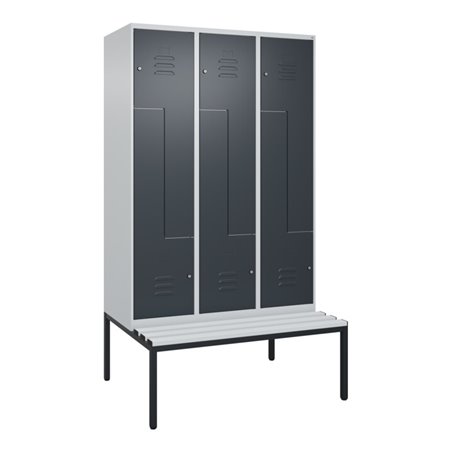 C+P Z-Spind Classic PLUS, Bank, 6 Fächer, 2120x1200x815mm, 7035/7016 Verschluss Zylinderschloss Sitzbanktyp untergebaut Material