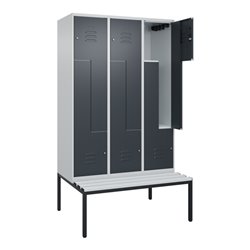 C+P Z-Spind Classic PLUS, Bank, 6 Fächer, 2120x1200x815mm, 7035/7016 Verschluss Zylinderschloss Sitzbanktyp untergebaut Material