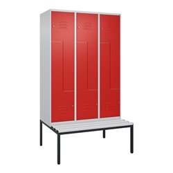 C+P Z-Spind Classic PLUS, Bank, 6 Fächer, 2120x1200x815mm, 7035/3020 Verschluss Zylinderschloss Sitzbanktyp untergebaut Material