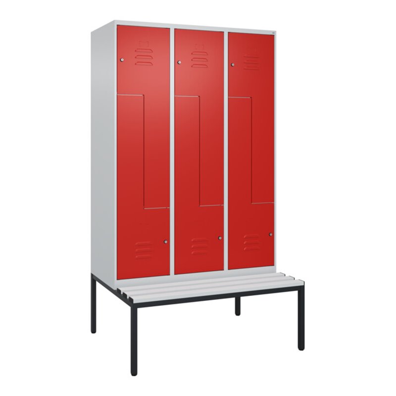 C+P Z-Spind Classic PLUS, Bank, 6 Fächer, 2120x1200x815mm, 7035/3020 Verschluss Zylinderschloss Sitzbanktyp untergebaut Material