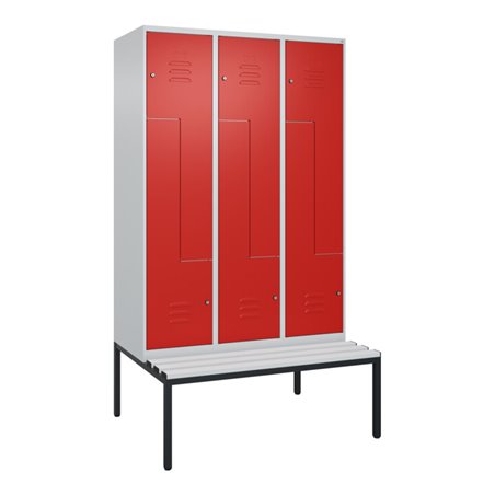 C+P Z-Spind Classic PLUS, Bank, 6 Fächer, 2120x1200x815mm, 7035/3020 Verschluss Zylinderschloss Sitzbanktyp untergebaut Material