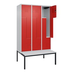 C+P Z-Spind Classic PLUS, Bank, 6 Fächer, 2120x1200x815mm, 7035/3020 Verschluss Zylinderschloss Sitzbanktyp untergebaut Material