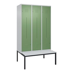 C+P Z-Spind Classic PLUS, Bank, 6 Fächer, 2120x1200x815mm, 7035/6011 Verschluss Zylinderschloss Sitzbanktyp untergebaut Material