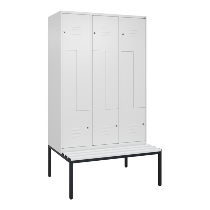 C+P Z-Spind Classic PLUS, Bank, 6 Fächer, 2120x1200x815mm, 9016/9016 Verschluss Zylinderschloss Sitzbanktyp untergebaut Material