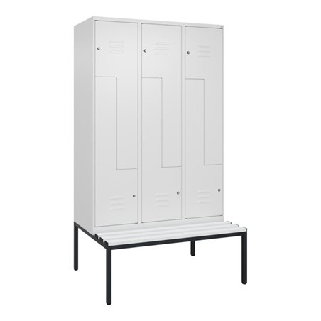 C+P Z-Spind Classic PLUS, Bank, 6 Fächer, 2120x1200x815mm, 9016/9016 Verschluss Zylinderschloss Sitzbanktyp untergebaut Material