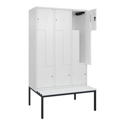 C+P Z-Spind Classic PLUS, Bank, 6 Fächer, 2120x1200x815mm, 9016/9016 Verschluss Zylinderschloss Sitzbanktyp untergebaut Material