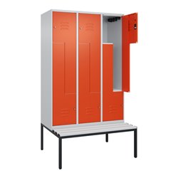 C+P Z-Spind Classic PLUS, Bank, 6 Fächer, 2120x1200x815mm, 7035/2004 Verschluss Zylinderschloss Sitzbanktyp untergebaut Material