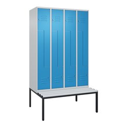 C+P Z-Spind Classic PLUS, Bank, 8 Fächer, 2120x1200x815mm, 7035/5012 Verschluss Zylinderschloss Sitzbanktyp untergebaut Material