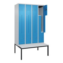 C+P Z-Spind Classic PLUS, Bank, 8 Fächer, 2120x1200x815mm, 7035/5012 Verschluss Zylinderschloss Sitzbanktyp untergebaut Material