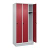 C+P Spind Classic PLUS, Sockel, 3 Abteile, 1950x900x500mm, 7035/3003 Verschluss Sicherheits-Drehriegel 3 Garderobenhaken