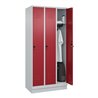 C+P Spind Classic PLUS, Sockel, 3 Abteile, 1950x900x500mm, 7035/3003 Verschluss Sicherheits-Drehriegel 3 Garderobenhaken