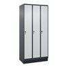 C+P Spind Classic PLUS, Sockel, 3 Abteile, 1950x900x500mm, 7016/7035 Verschluss Sicherheits-Drehriegel 3 Garderobenhaken
