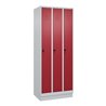 C+P Spind Classic PLUS, Sockel, 3 Abteile, 1950x750x500mm, 7035/3003 Verschluss Sicherheits-Drehriegel 3 Garderobenhaken
