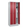 C+P Spind Classic PLUS, Sockel, 3 Abteile, 1950x750x500mm, 7035/3003 Verschluss Sicherheits-Drehriegel 3 Garderobenhaken