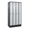 C+P Spind Classic PLUS, Sockel, 4 Abteile, 1950x1000x500mm, 7016/7035 Verschluss Sicherheits-Drehriegel 3 Garderobenhaken