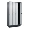 C+P Spind Classic PLUS, Sockel, 4 Abteile, 1950x1000x500mm, 7016/7035 Verschluss Sicherheits-Drehriegel 3 Garderobenhaken