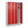 C+P Spind Classic PLUS, Sockel, 4 Abteile, 1950x1200x500mm, 7035/3020 Verschluss Sicherheits-Drehriegel 3 Garderobenhaken