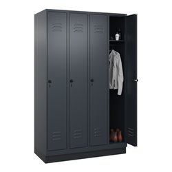 C+P Spind Classic PLUS, Sockel, 4 Abteile, 1950x1200x500mm, 7016/7016 Verschluss Sicherheits-Drehriegel 3 Garderobenhaken