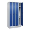 C+P Spind Classic PLUS, Sockel, 4 Abteile, 1950x1000x500mm, 7035/5010 Verschluss Sicherheits-Drehriegel 3 Garderobenhaken