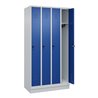 C+P Spind Classic PLUS, Sockel, 4 Abteile, 1950x1000x500mm, 7035/5010 Verschluss Sicherheits-Drehriegel 3 Garderobenhaken
