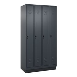 C+P Spind Classic PLUS, Sockel, 4 Abteile, 1950x1000x500mm, 7016/7016 Verschluss Sicherheits-Drehriegel 3 Garderobenhaken
