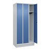 C+P Spind Classic PLUS, Sockel, 3 Abteile, 1950x900x500mm, 7035/5023 Verschluss Zylinderschloss 3 Garderobenhaken