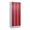 C+P Spind Classic PLUS, Sockel, 3 Abteile, 1950x750x500mm, 7035/3003 Verschluss Zylinderschloss 3 Garderobenhaken