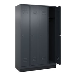 C+P Spind Classic PLUS, Sockel, 4 Abteile, 1950x1200x500mm, 7016/7016 Verschluss Zylinderschloss 3 Garderobenhaken