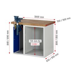 Rau Werkbank 7511A2, H890mm, 5x Schublade-TA, 1x SSKL