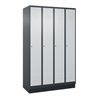 C+P Spind Classic PLUS, Sockel, 4 Abteile, 1950x1200x500mm, 7016/7035 Verschluss Zylinderschloss 3 Garderobenhaken
