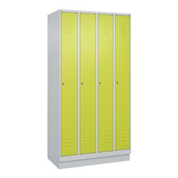 C+P Spind Classic PLUS, Sockel, 4 Abteile, 1950x1000x500mm, 7035/0024 Verschluss Zylinderschloss 3 Garderobenhaken