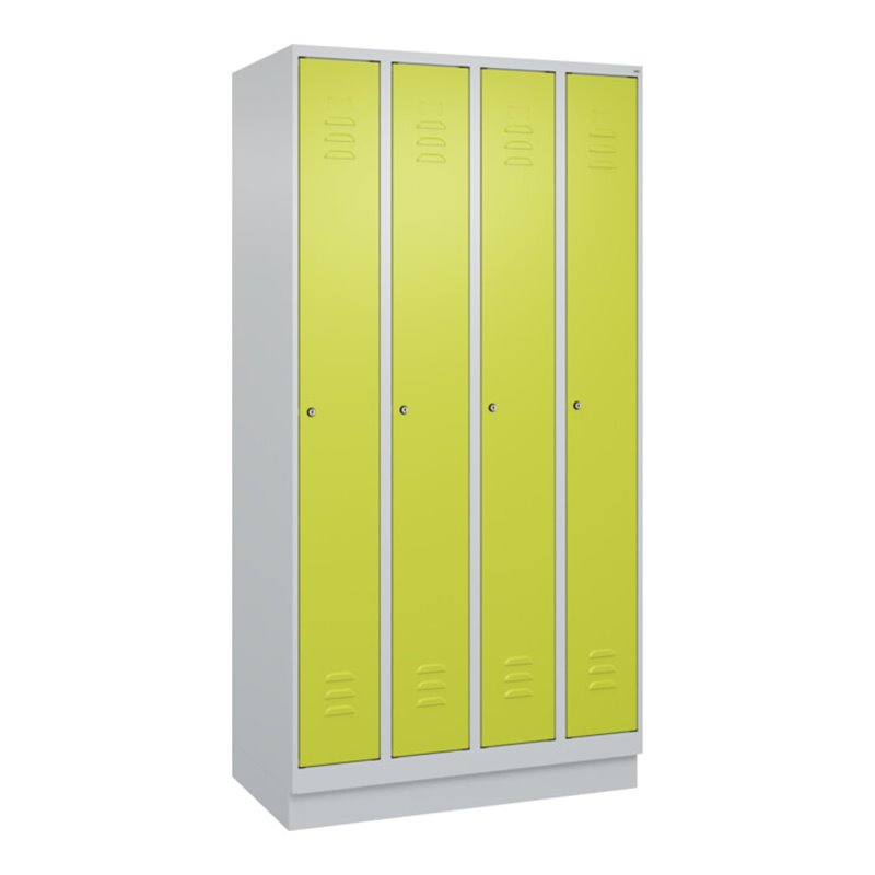 C+P Spind Classic PLUS, Sockel, 4 Abteile, 1950x1000x500mm, 7035/0024 Verschluss Zylinderschloss 3 Garderobenhaken