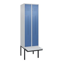 C+P Z-Spind Classic PLUS, Bank, 4 Fächer, 2120x600x815mm, 7035/5023 Verschluss Zylinderschloss Sitzbanktyp auskragend Material S