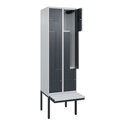 C+P Z-Spind Classic PLUS, Bank, 4 Fächer, 2120x600x815mm, 7035/7016 Verschluss Zylinderschloss Sitzbanktyp auskragend Material S