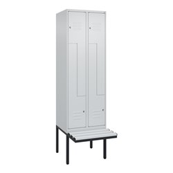 C+P Z-Spind Classic PLUS, Bank, 4 Fächer, 2120x600x815mm, 7035/7035 Verschluss Zylinderschloss Sitzbanktyp auskragend Material S