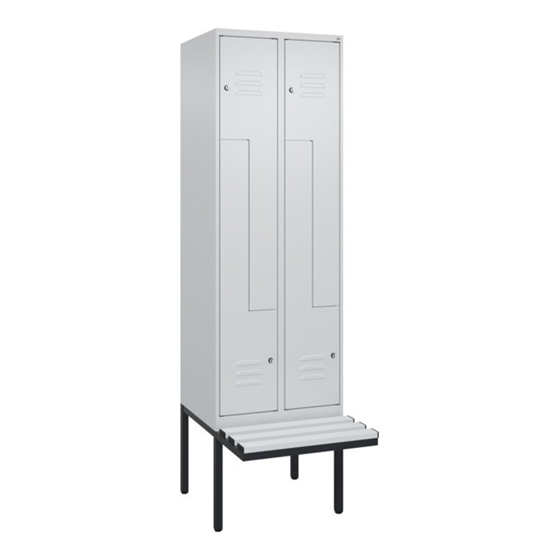 C+P Z-Spind Classic PLUS, Bank, 4 Fächer, 2120x600x815mm, 7035/7035 Verschluss Zylinderschloss Sitzbanktyp auskragend Material S