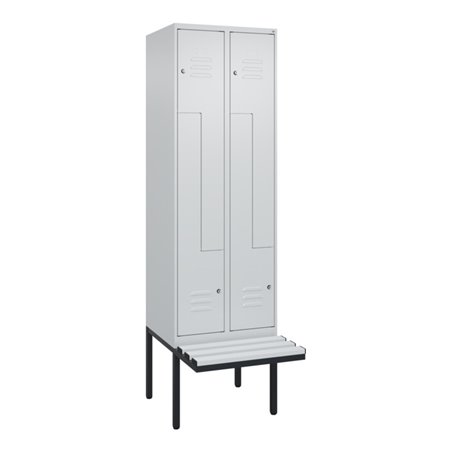 C+P Z-Spind Classic PLUS, Bank, 4 Fächer, 2120x600x815mm, 7035/7035 Verschluss Zylinderschloss Sitzbanktyp auskragend Material S