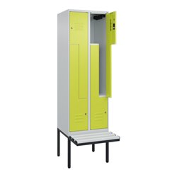 C+P Z-Spind Classic PLUS, Bank, 4 Fächer, 2120x600x815mm, 7035/0024 Verschluss Zylinderschloss Sitzbanktyp auskragend Material S