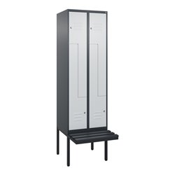 C+P Z-Spind Classic PLUS, Bank, 4 Fächer, 2120x600x815mm, 7016/7035 Verschluss Zylinderschloss Sitzbanktyp auskragend Material S