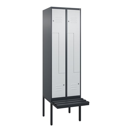 C+P Z-Spind Classic PLUS, Bank, 4 Fächer, 2120x600x815mm, 7016/7035 Verschluss Zylinderschloss Sitzbanktyp auskragend Material S