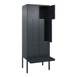 C+P Z-Spind Classic PLUS, Bank, 4 Fächer, 2120x800x815mm, 7016/7016 Verschluss Zylinderschloss Sitzbanktyp auskragend Material S