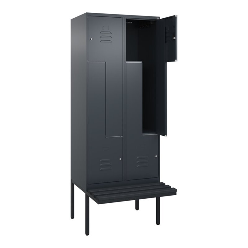 C+P Z-Spind Classic PLUS, Bank, 4 Fächer, 2120x800x815mm, 7016/7016 Verschluss Zylinderschloss Sitzbanktyp auskragend Material S