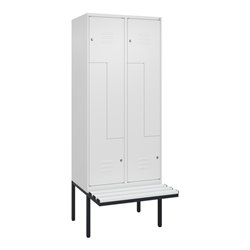 C+P Z-Spind Classic PLUS, Bank, 4 Fächer, 2120x800x815mm, 9016/9016 Verschluss Zylinderschloss Sitzbanktyp auskragend Material S