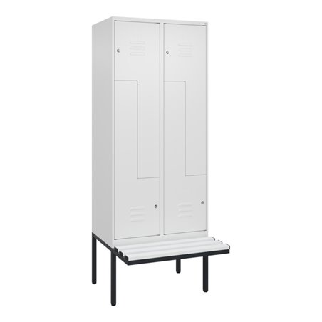 C+P Z-Spind Classic PLUS, Bank, 4 Fächer, 2120x800x815mm, 9016/9016 Verschluss Zylinderschloss Sitzbanktyp auskragend Material S