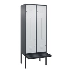 C+P Z-Spind Classic PLUS, Bank, 4 Fächer, 2120x800x815mm, 7016/7035 Verschluss Zylinderschloss Sitzbanktyp auskragend Material S