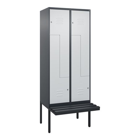 C+P Z-Spind Classic PLUS, Bank, 4 Fächer, 2120x800x815mm, 7016/7035 Verschluss Zylinderschloss Sitzbanktyp auskragend Material S