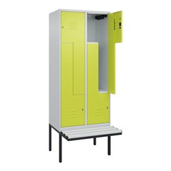 C+P Z-Spind Classic PLUS, Bank, 4 Fächer, 2120x800x815mm, 7035/0024 Verschluss Zylinderschloss Sitzbanktyp auskragend Material S