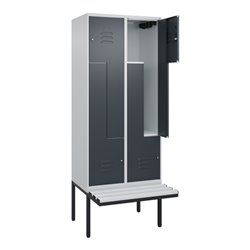 C+P Z-Spind Classic PLUS, Bank, 4 Fächer, 2120x800x815mm, 7035/7016 Verschluss Zylinderschloss Sitzbanktyp auskragend Material S