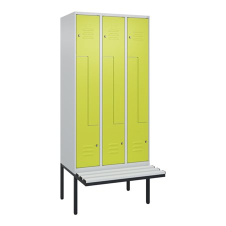 C+P Z-Spind Classic PLUS, Bank, 6 Fächer, 2120x900x815mm, 7035/0024 Verschluss Zylinderschloss Sitzbanktyp auskragend Material S